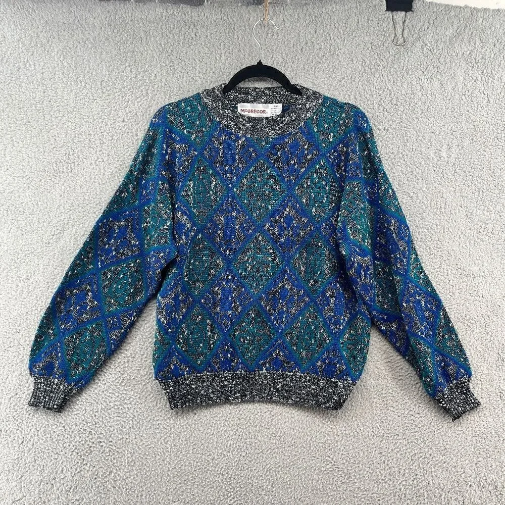 Vintage 1980s McGregor Multicolored Dad Grandpa Crewneck Sweater Large Geometric